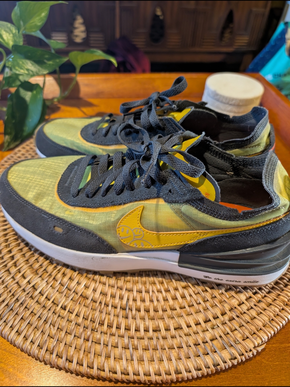 Nike Men’s Green & Yellow Waffle One Sneakers with Gray Accents